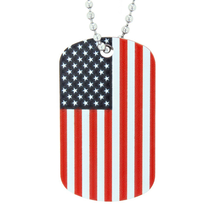 USA Flag Aluminum Dog Tag - Vertical | eDogTags.com