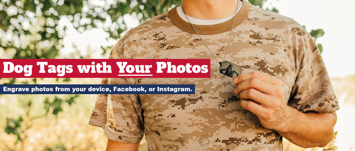 Dog Tags with Photos from Your Device, Facebook or Instagram